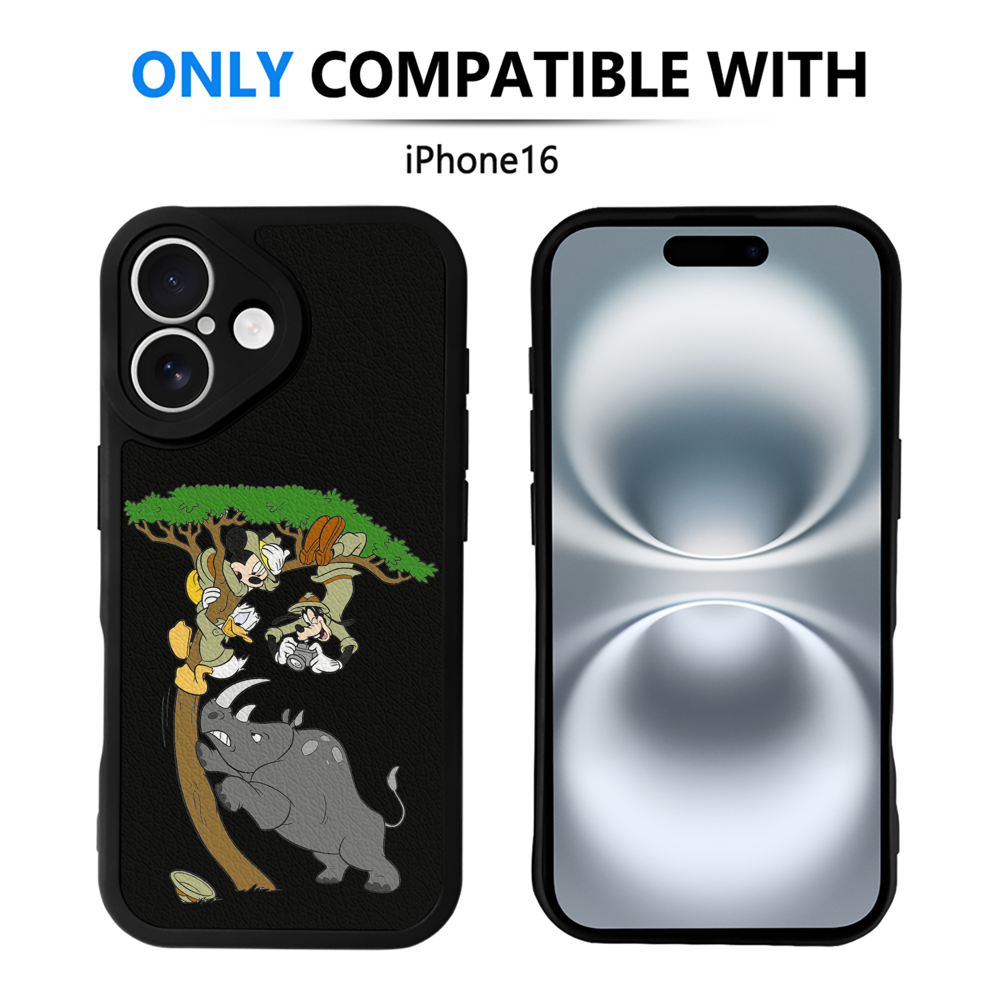 （画像用） ミッキーマウス Mickey Mouse 【iPhone 16シリーズ対応】シリコンスマホケース（レザー調） 材質：シリコン